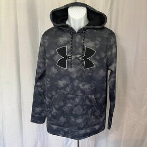 🔥 Under Armour Men’s Gray Black Camo ColdGear Hoodie Sweatshirt S 🦅